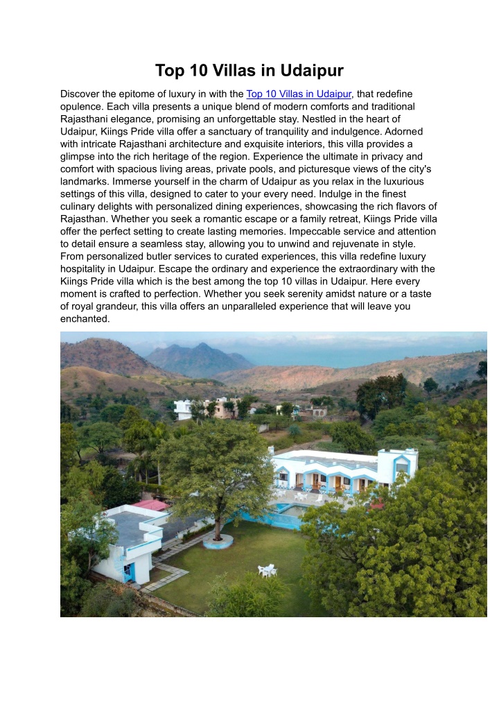 top 10 villas in udaipur n.w