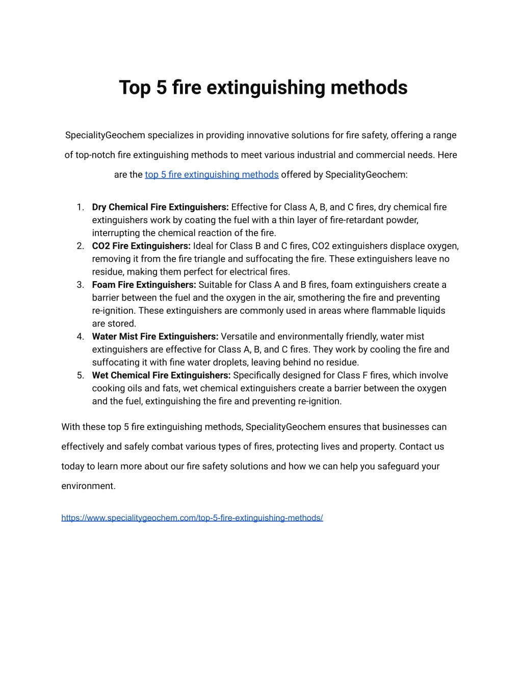 top 5 fire extinguishing methods l.w
