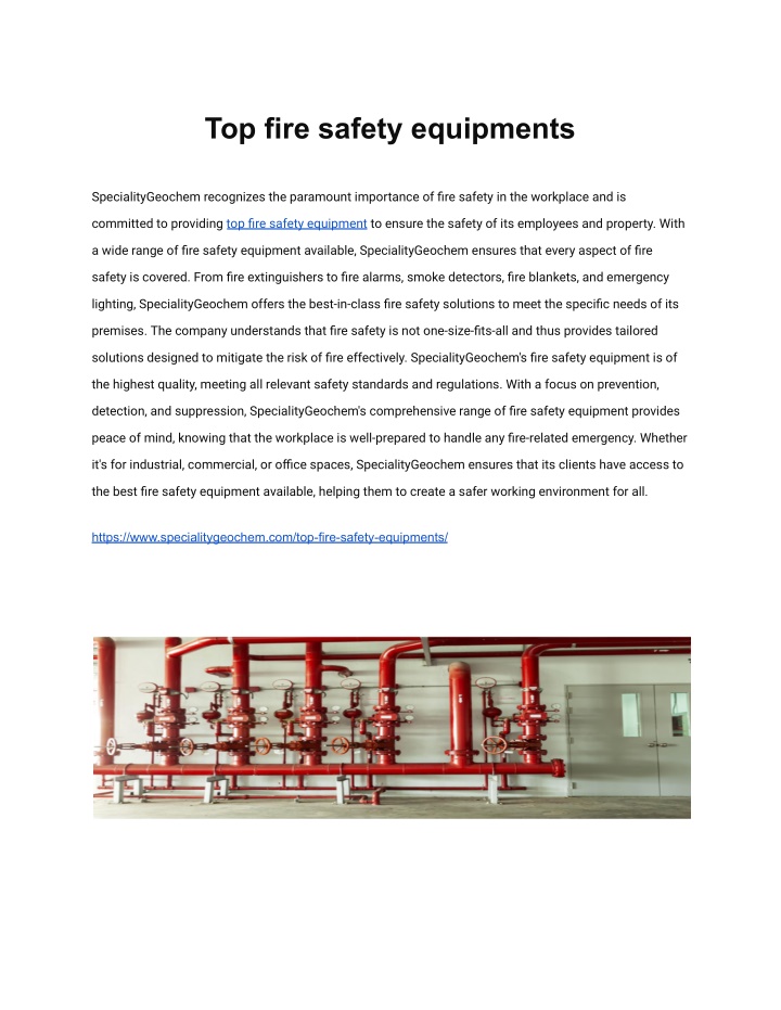 top fire safety equipments n.w