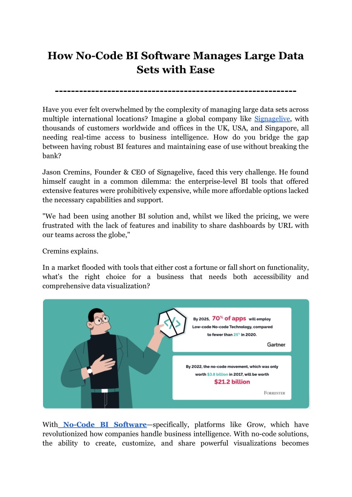 how no code bi software manages large data sets n.w