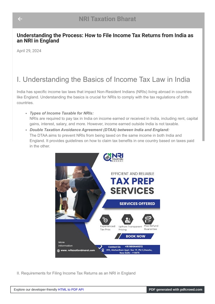 nri taxation bharat n.w