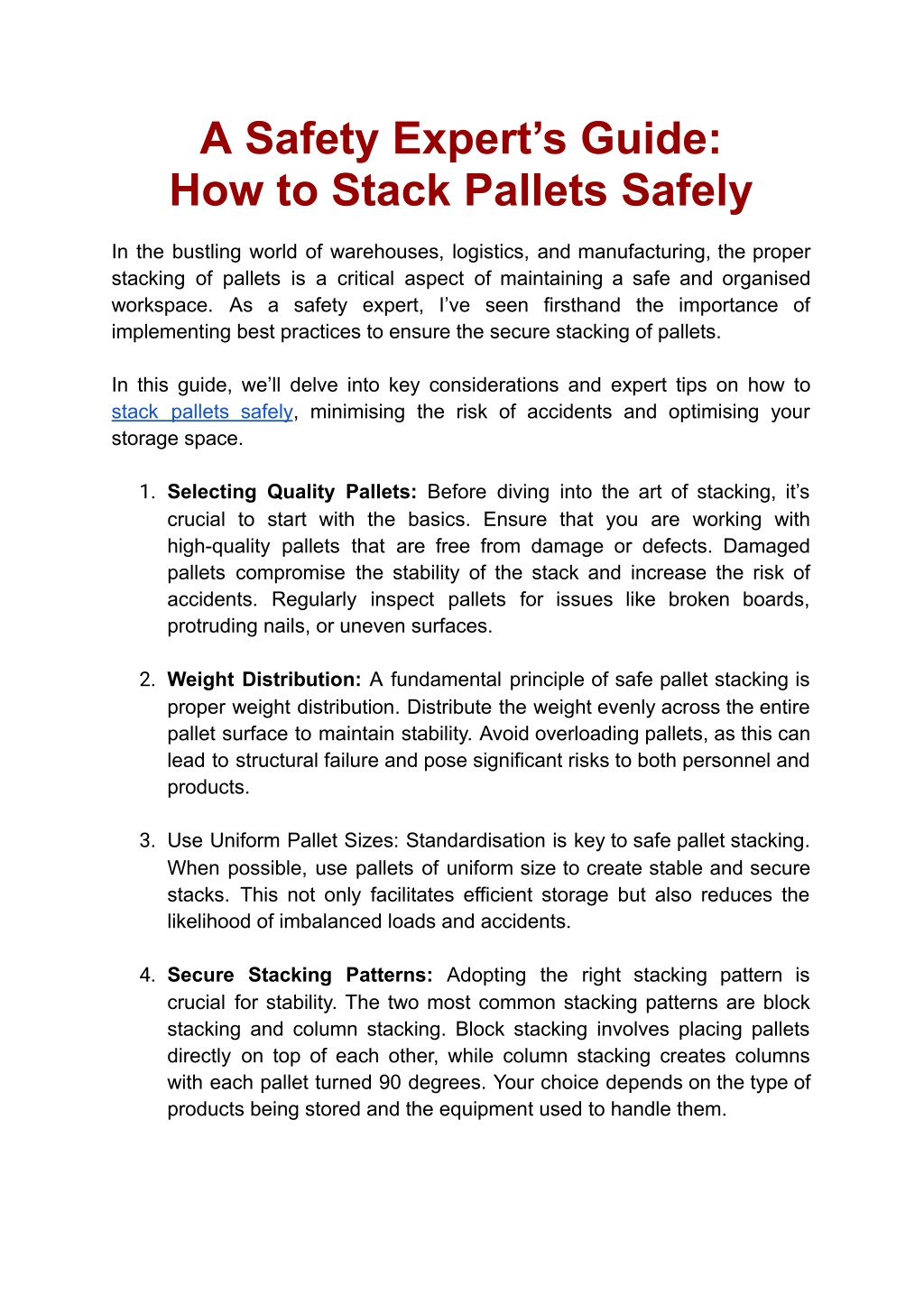 a safety expert s guide how to stack pallets l.w