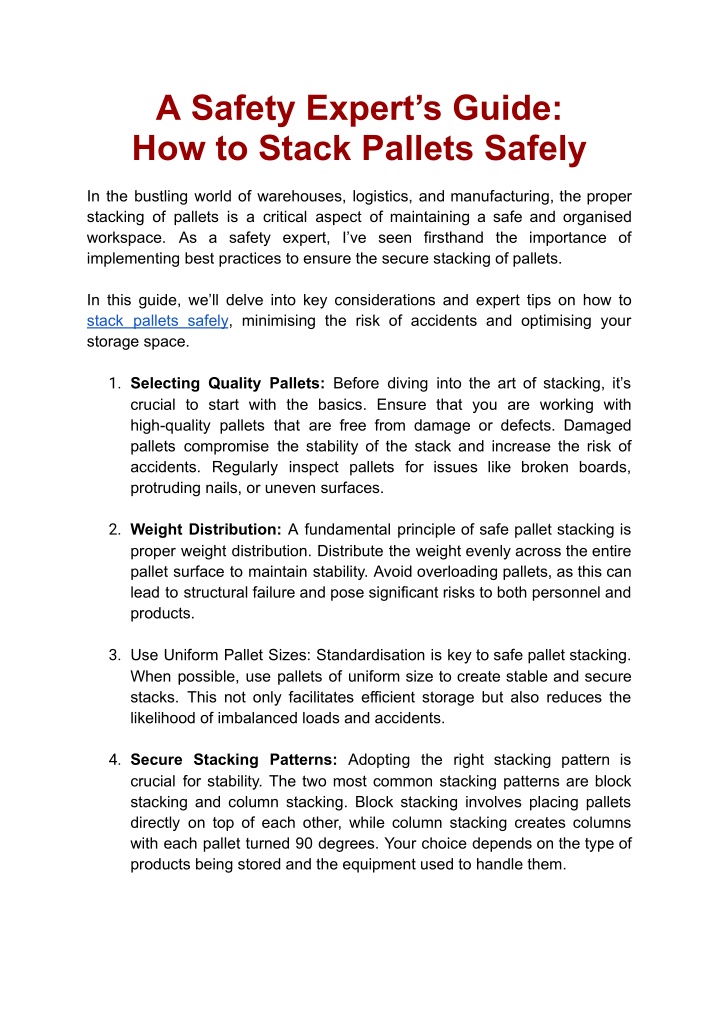 a safety expert s guide how to stack pallets n.w