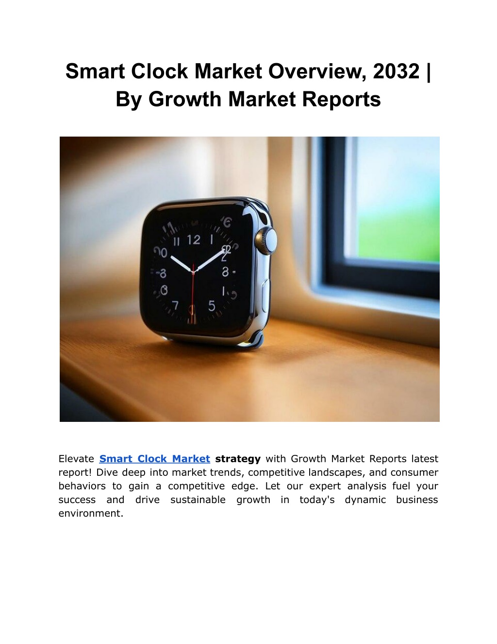 smart clock market overview 2032 by growth market l.w