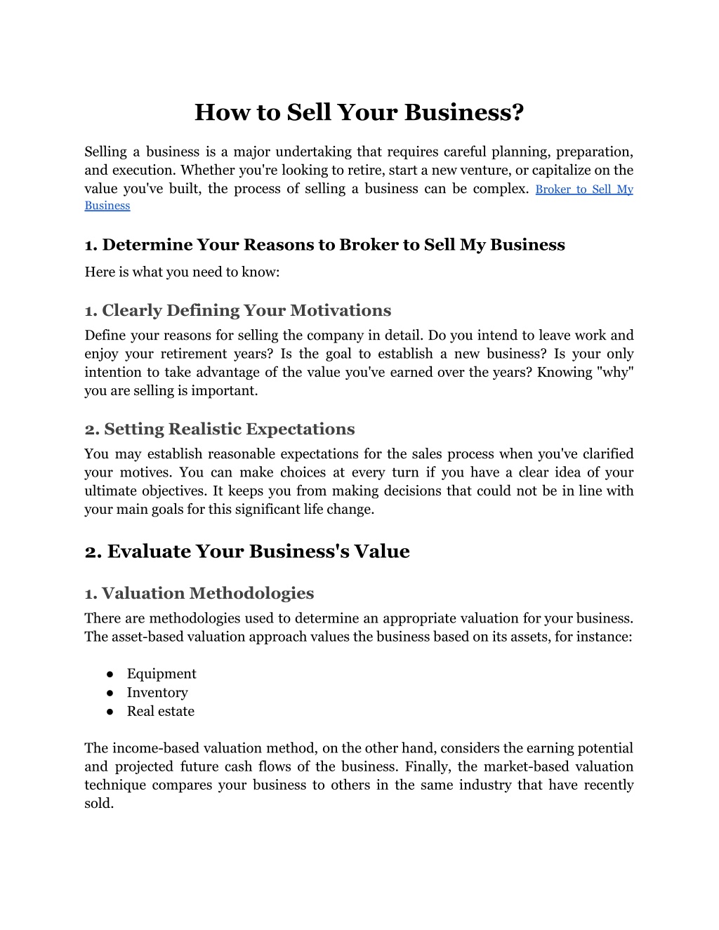 how to sell your business l.w