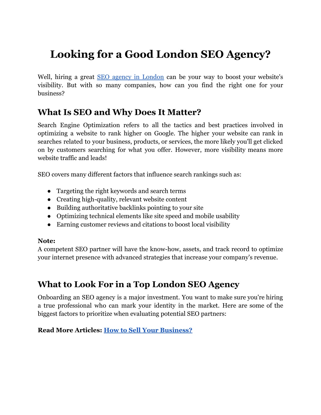 looking for a good london seo agency l.w