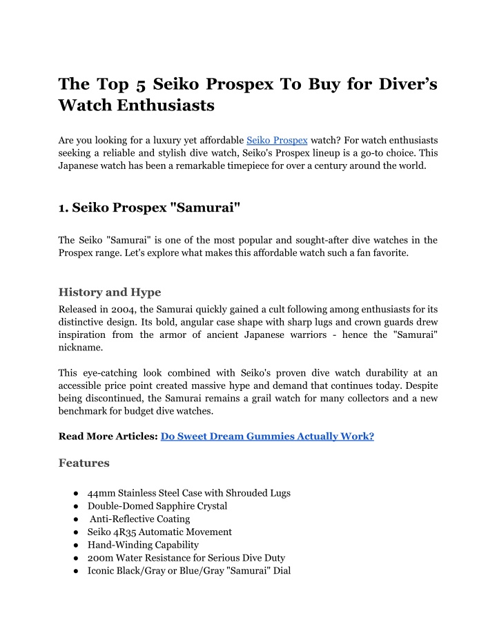 the top 5 seiko prospex to buy for diver s watch n.w