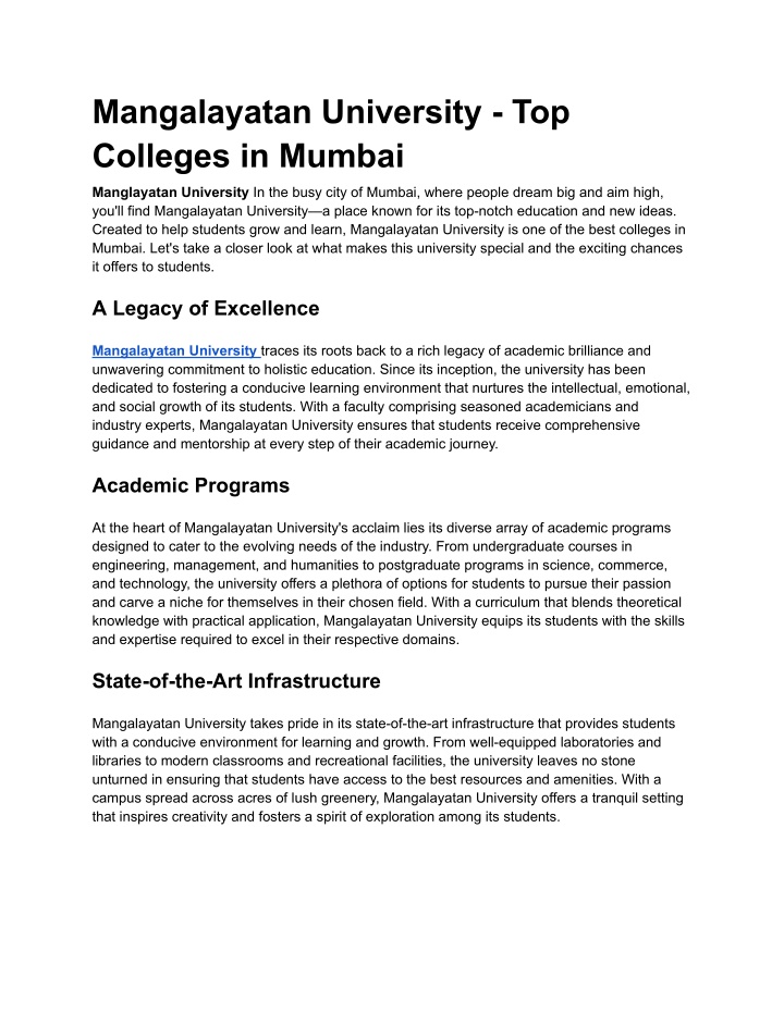 mangalayatan university top colleges in mumbai n.w