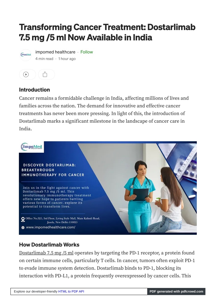 transforming cancer treatment dostarlimab n.w