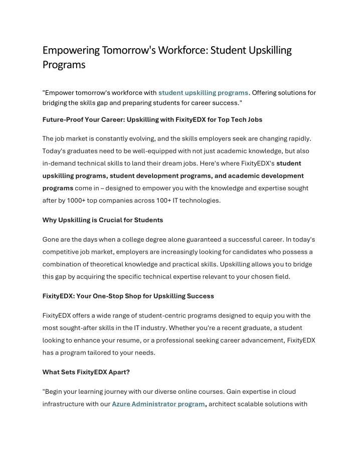 empowering tomorrow s workforce student n.w