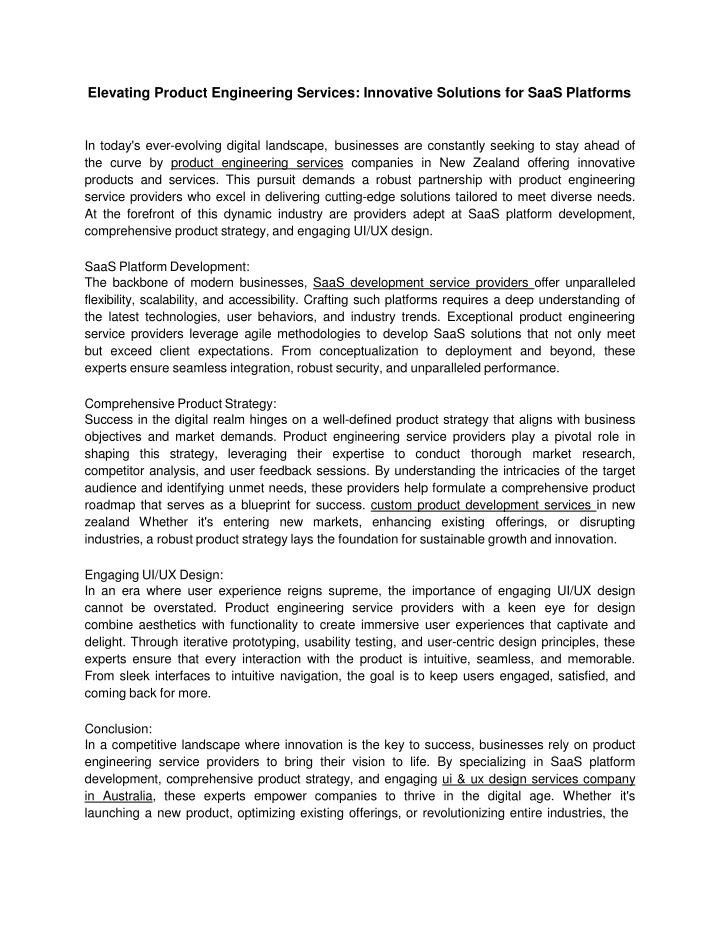 Elevating Product Engineering Services_ Innovative Solutions for SaaS Platforms