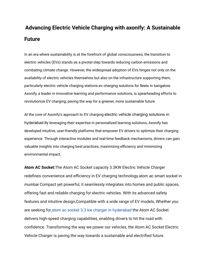 advancing electric vehicle charging with axonify n.w