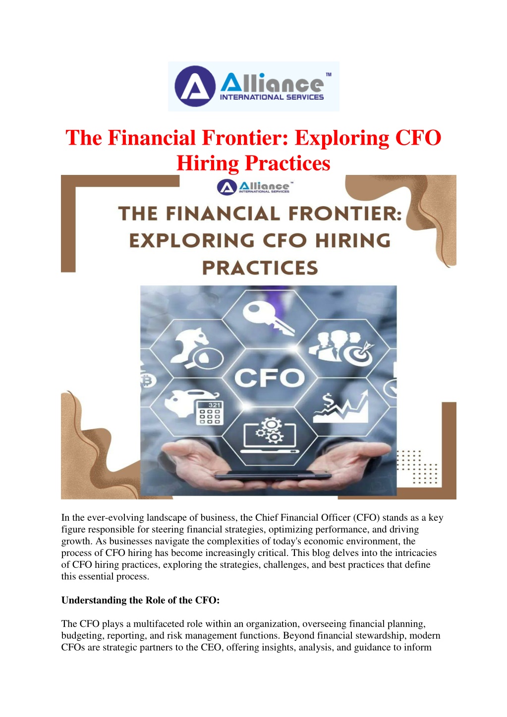 the financial frontier exploring cfo hiring l.w