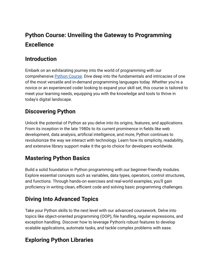 python course unveiling the gateway n.w