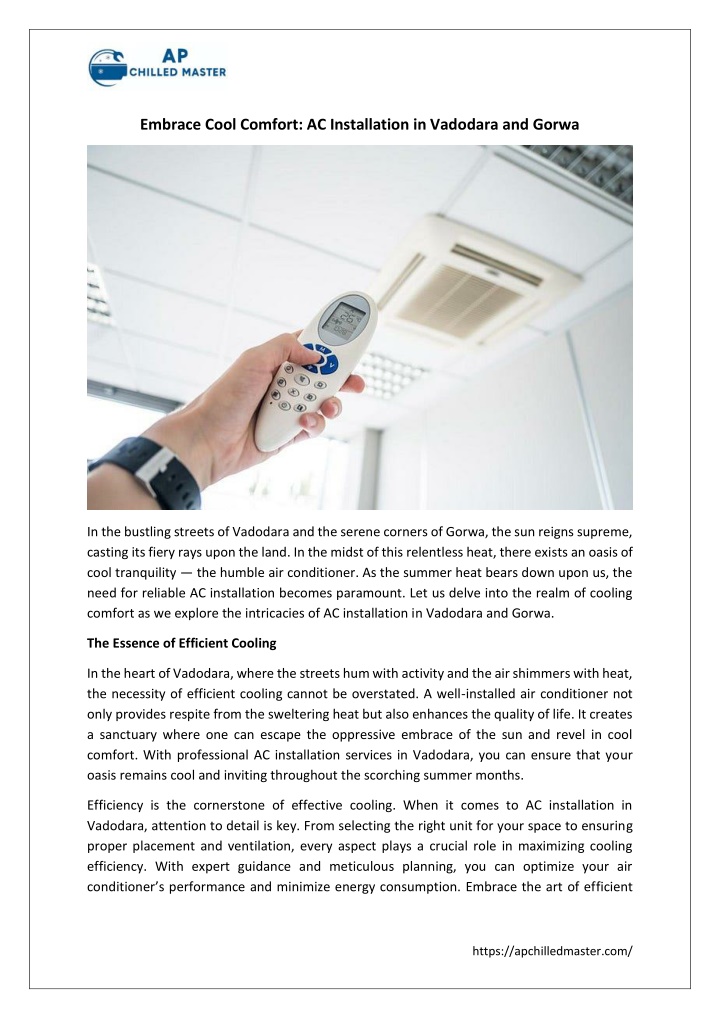 embrace cool comfort ac installation in vadodara n.w