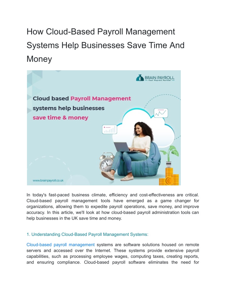 how cloud based payroll management systems help n.w
