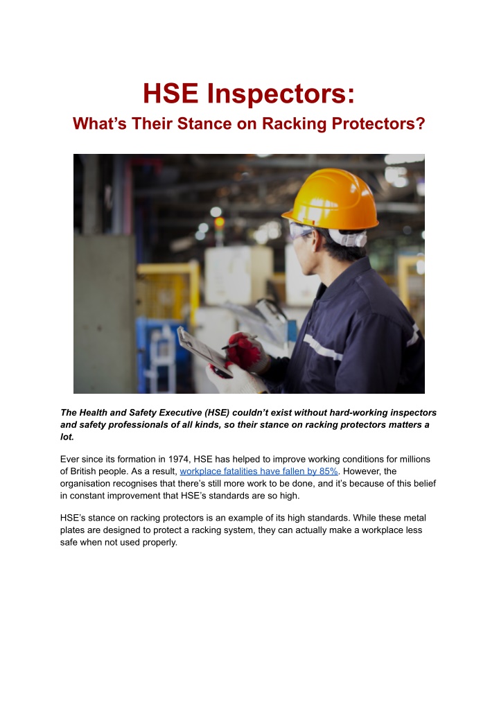 hse inspectors what s their stance on racking n.w