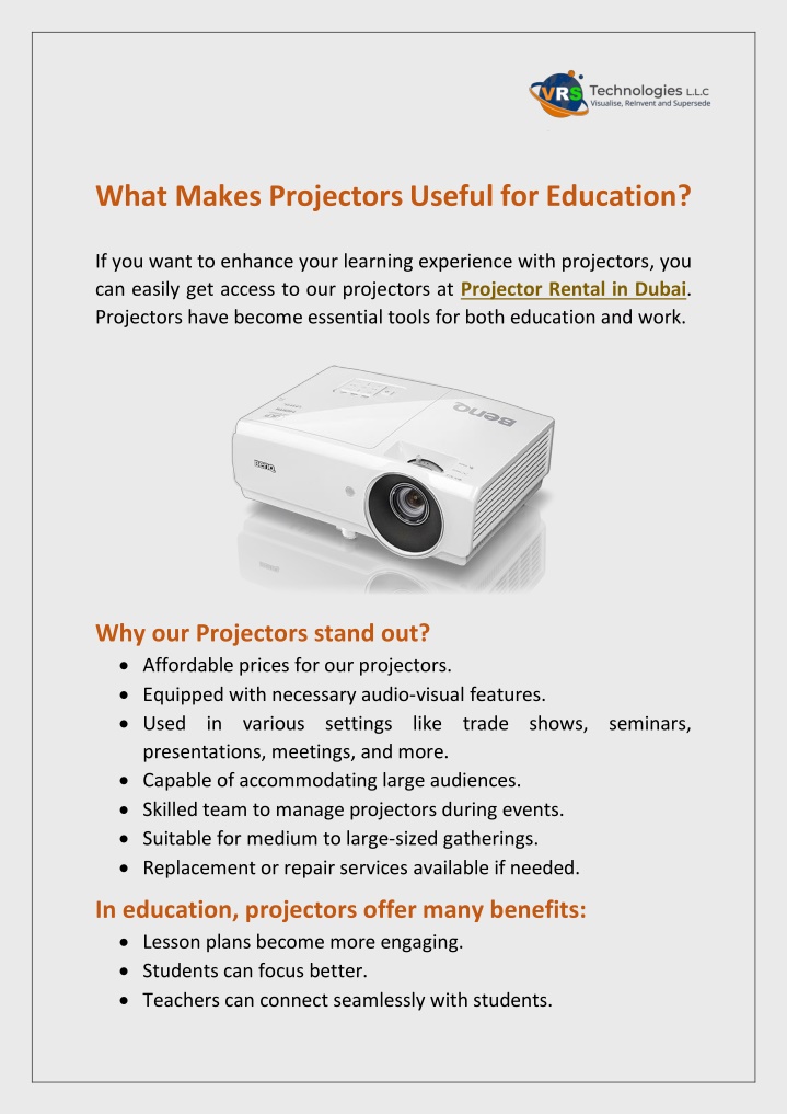 what makes projectors useful for education n.w