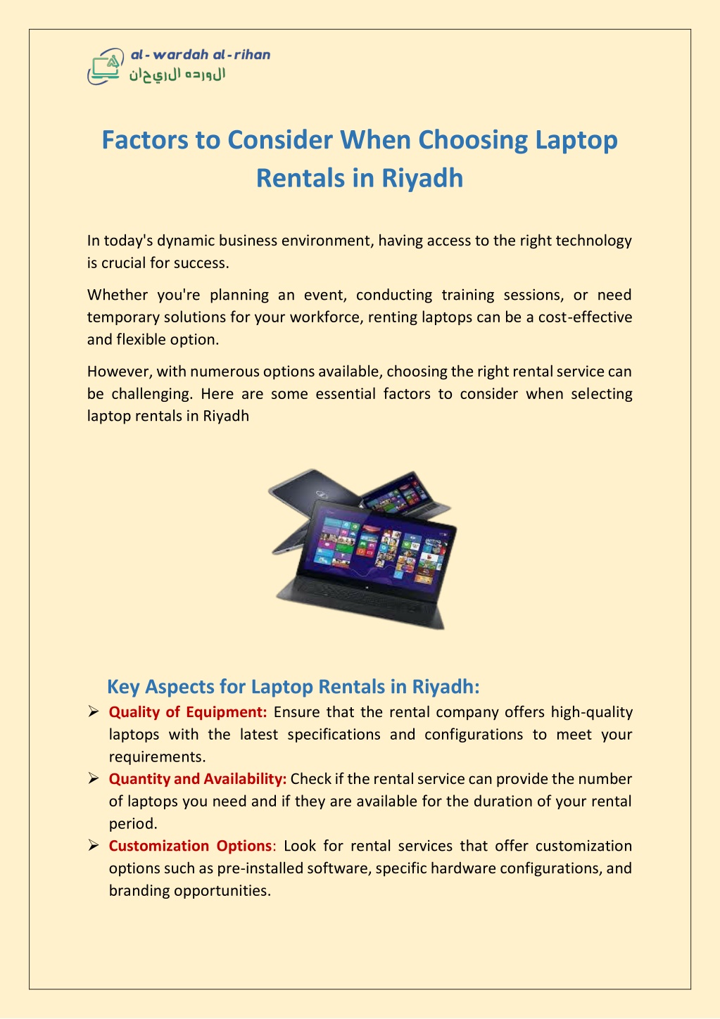 factors to consider when choosing laptop rentals l.w