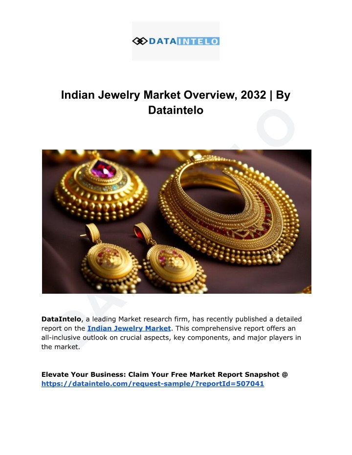 indian jewelry market overview 2032 by dataintelo n.w