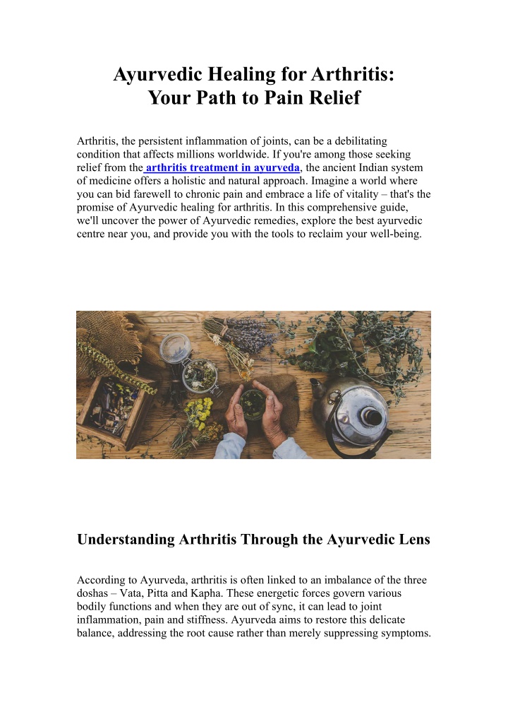 ayurvedic healing forarthritis your path to pain n.w