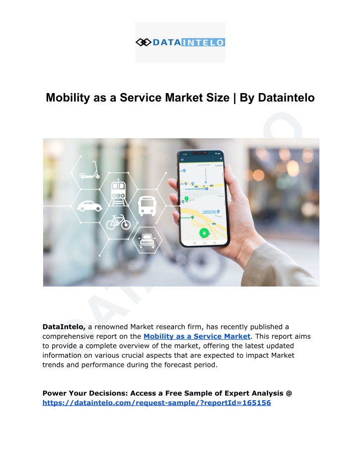 mobility as a service market size by dataintelo n.w