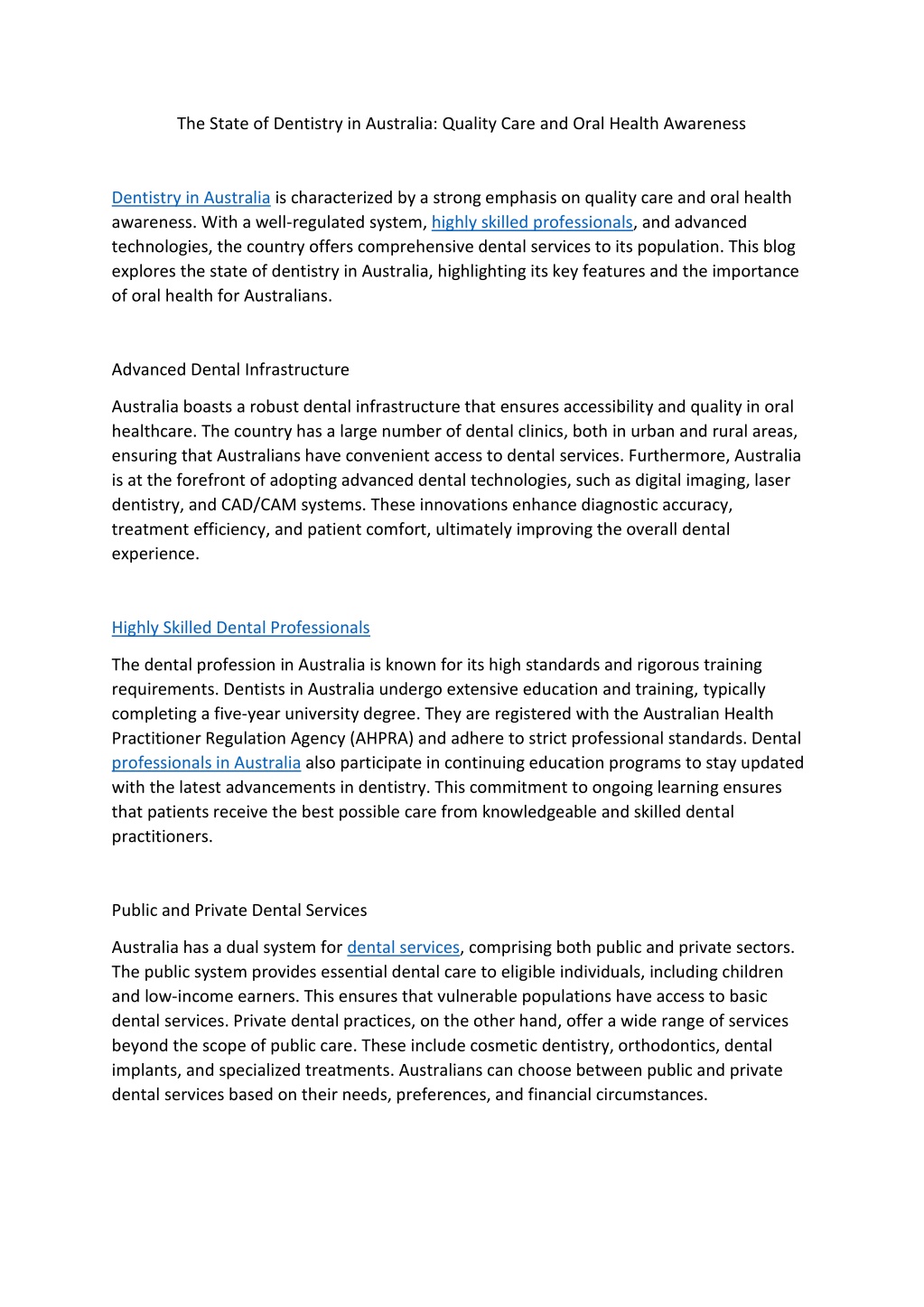 the state of dentistry in australia quality care l.w