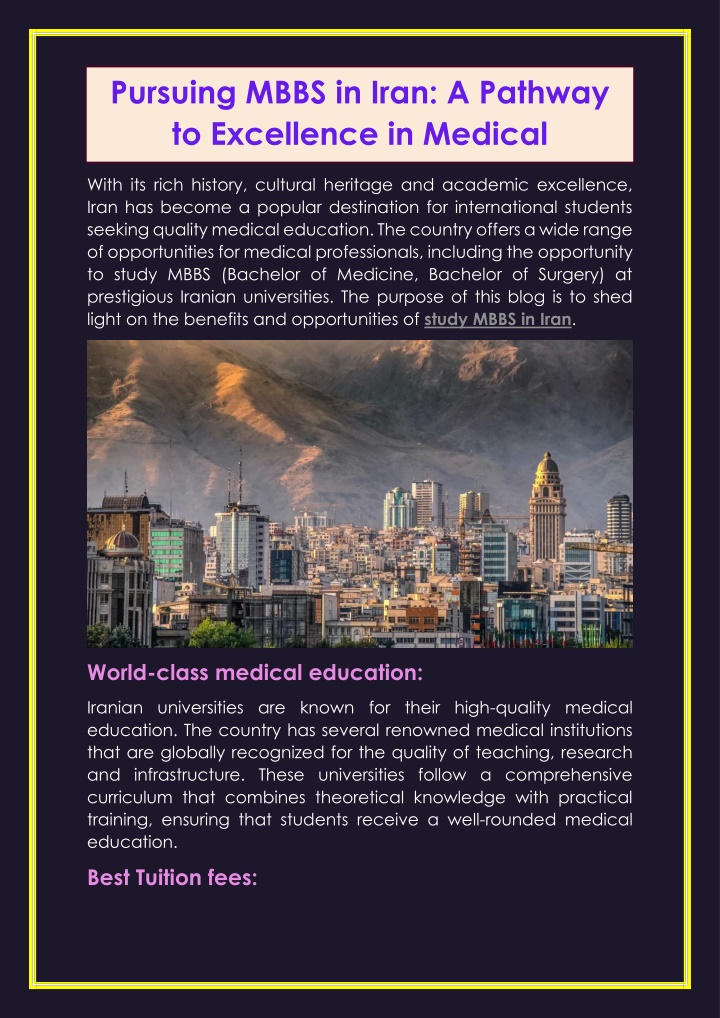 pursuing mbbs in iran a pathway to excellence n.w