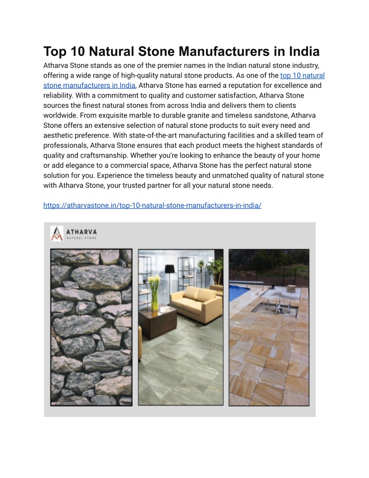top 10 natural stone manufacturers in india n.w