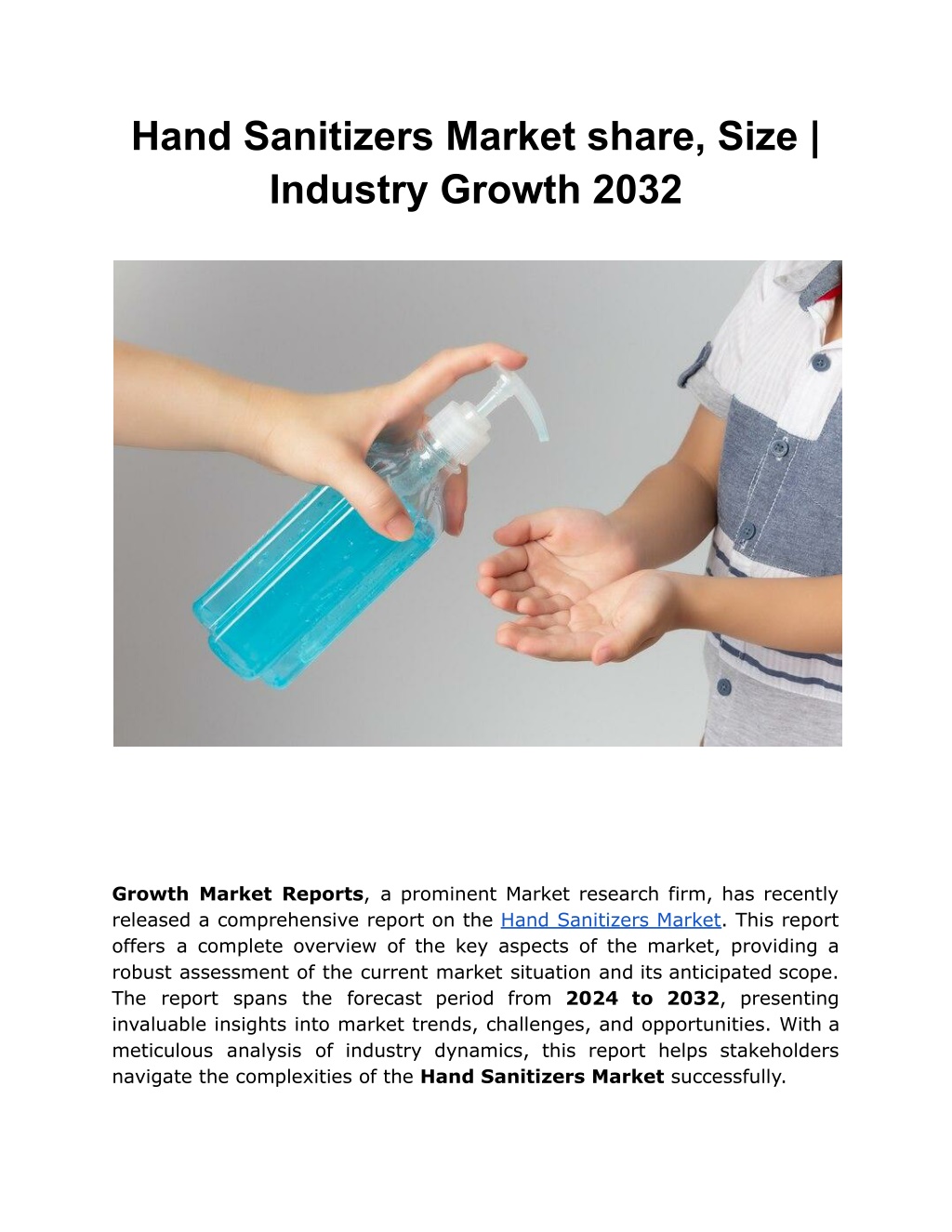 hand sanitizers market share size industry growth l.w