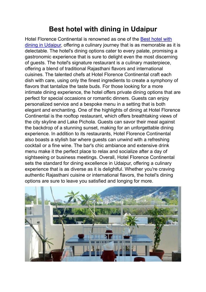best hotel with dining in udaipur n.w