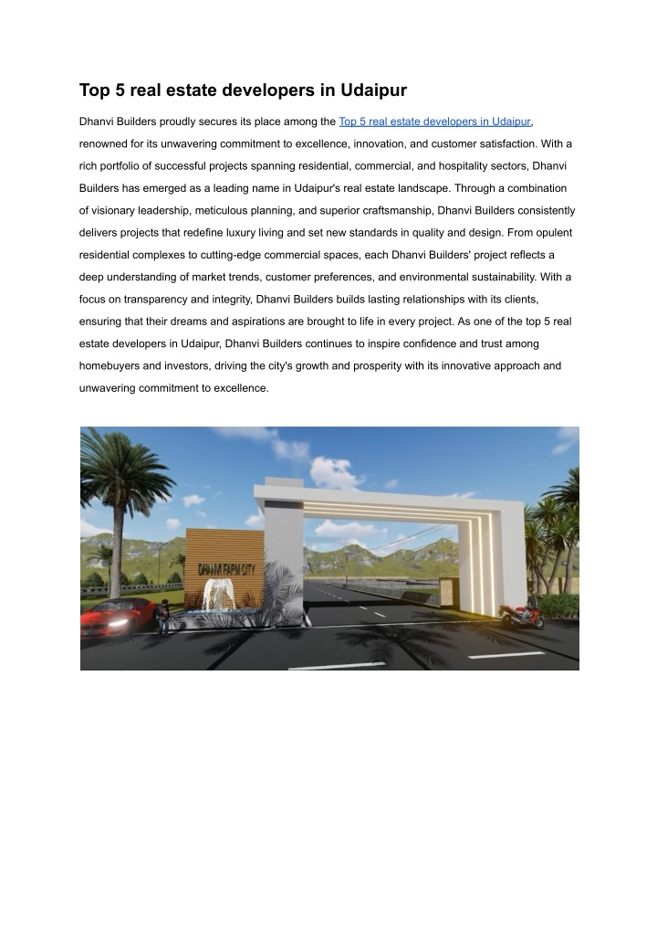 top 5 real estate developers in udaipur n.w