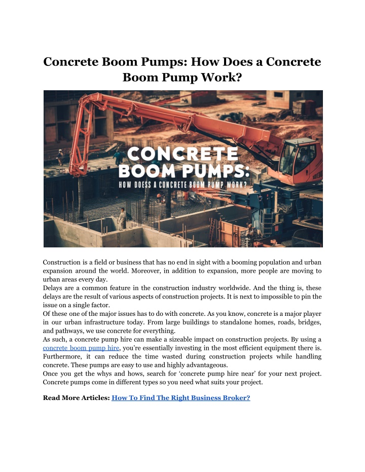 concrete boom pumps how does a concrete boom pump n.w