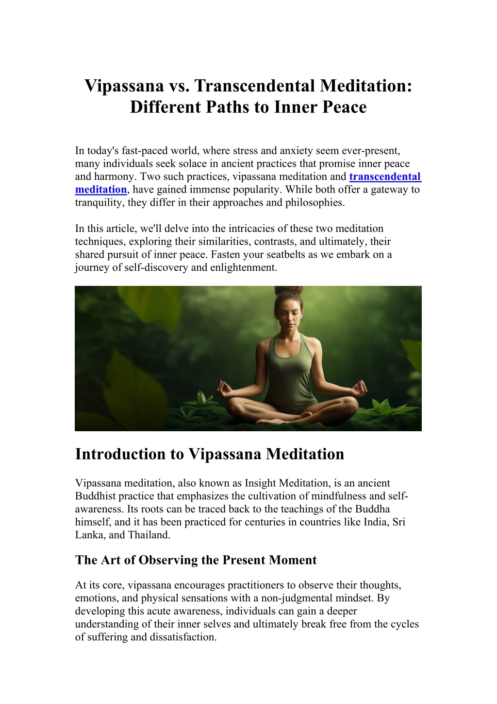 vipassana vs transcendental meditation different l.w