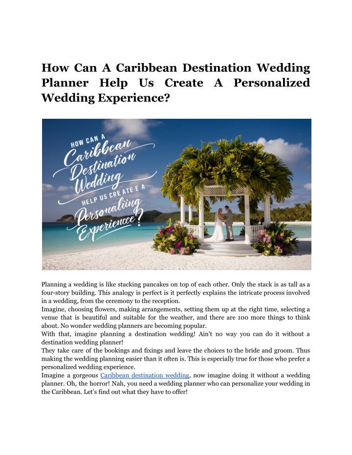 how can a caribbean destination wedding planner n.w