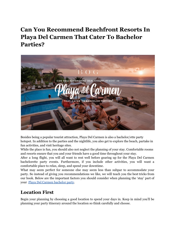can you recommend beachfront resorts in playa n.w