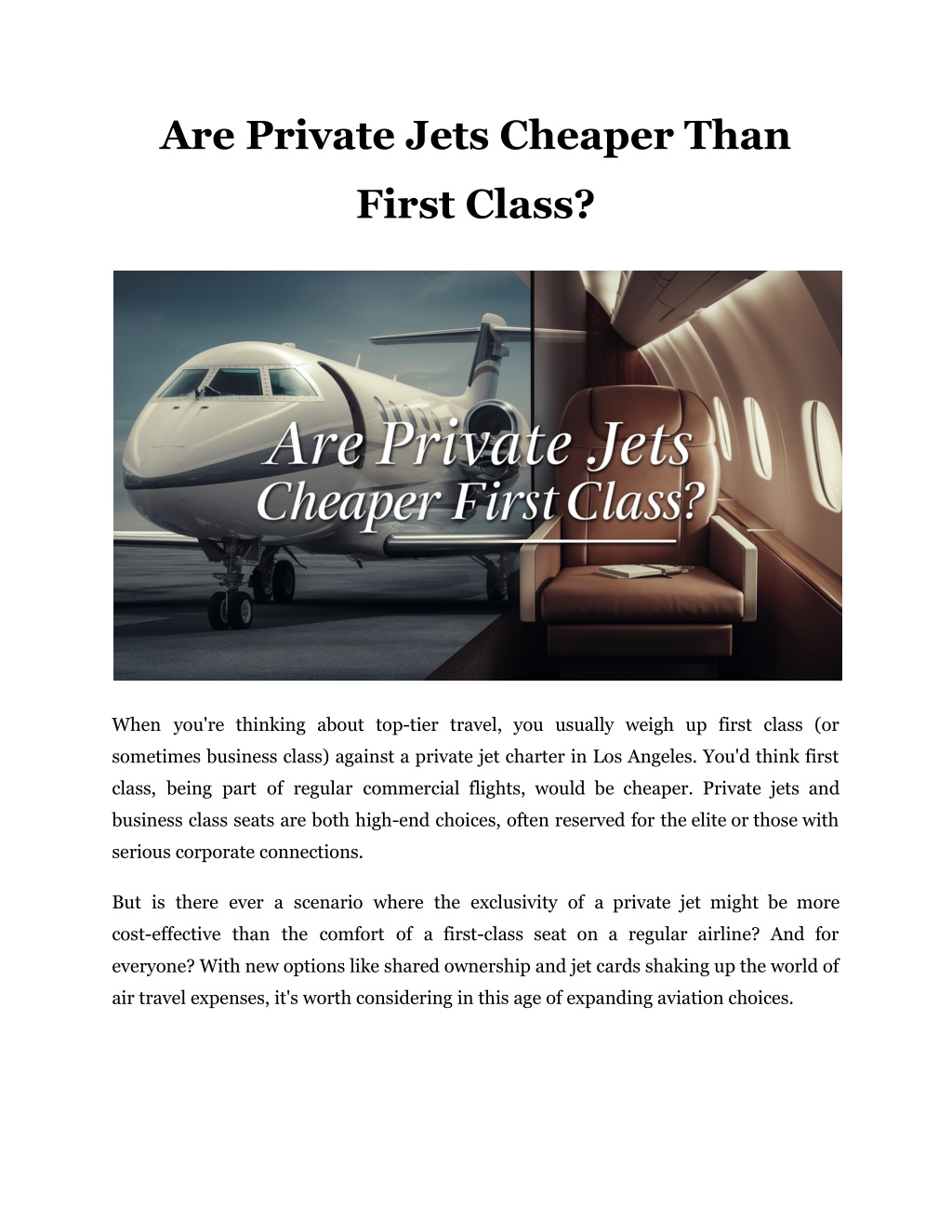 are private jets cheaper than l.w