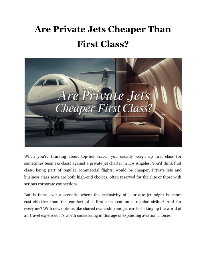 are private jets cheaper than n.w
