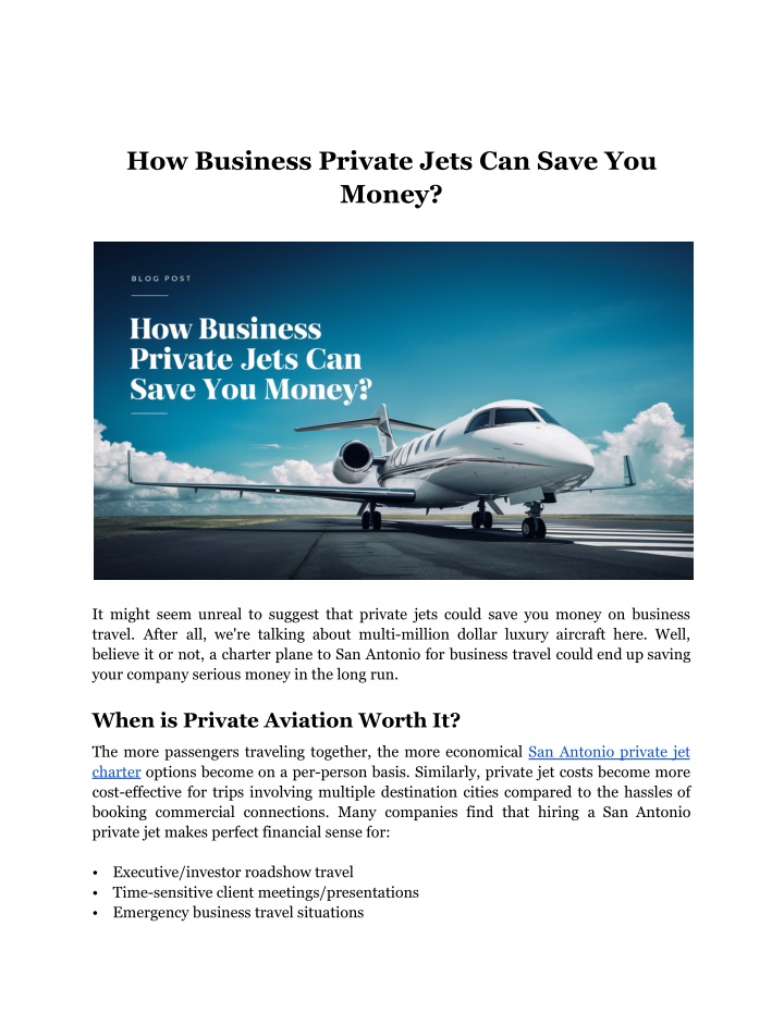 how business private jets can save you money n.w