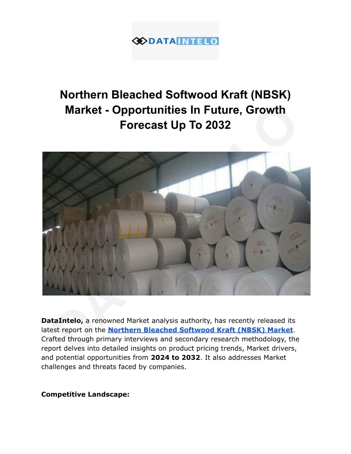 northern bleached softwood kraft nbsk market n.w