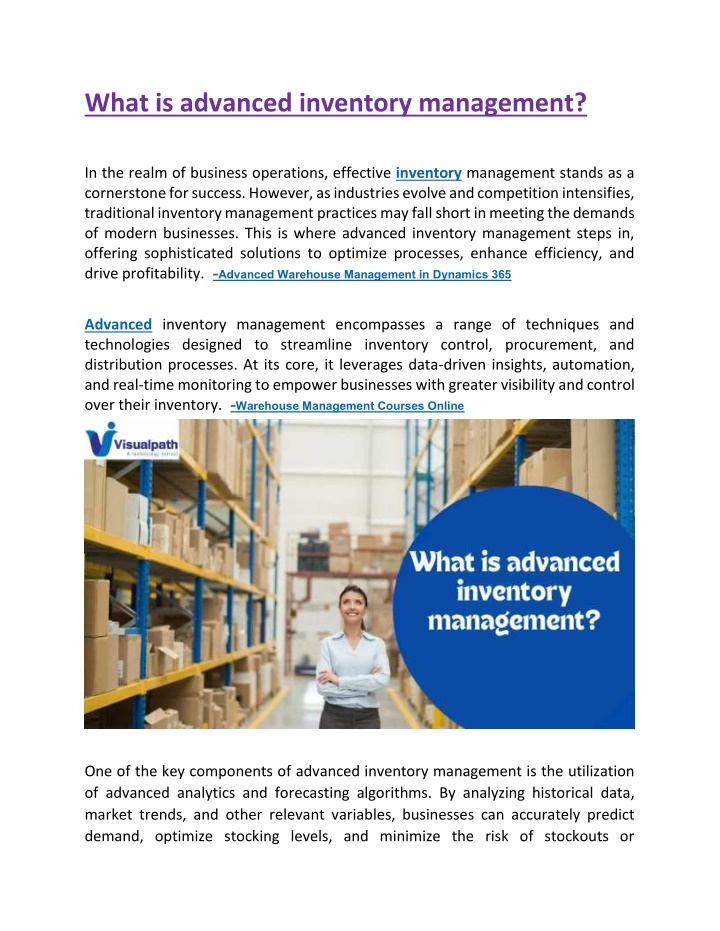 what is advanced inventory management n.w