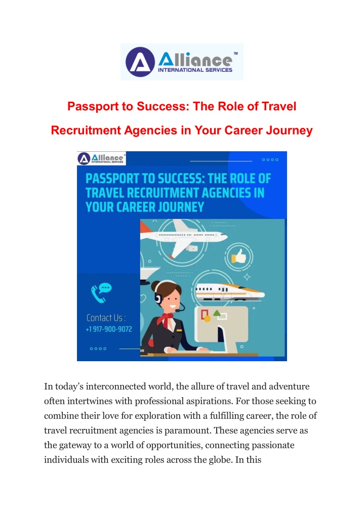 passport to success the role of travel n.w