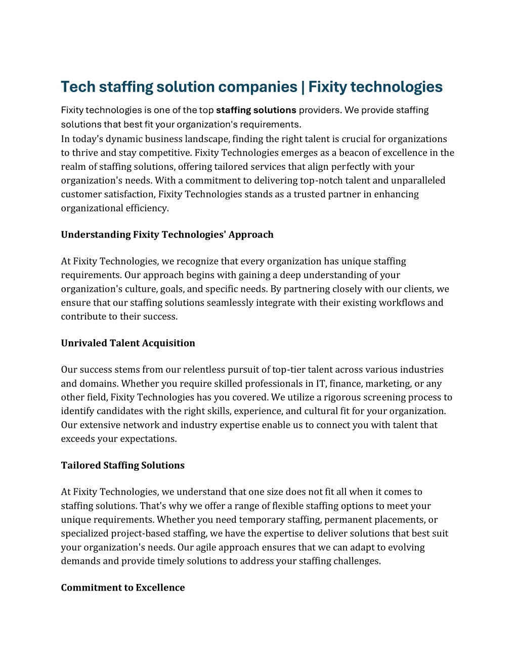 tech staffing solution companies fixity l.w