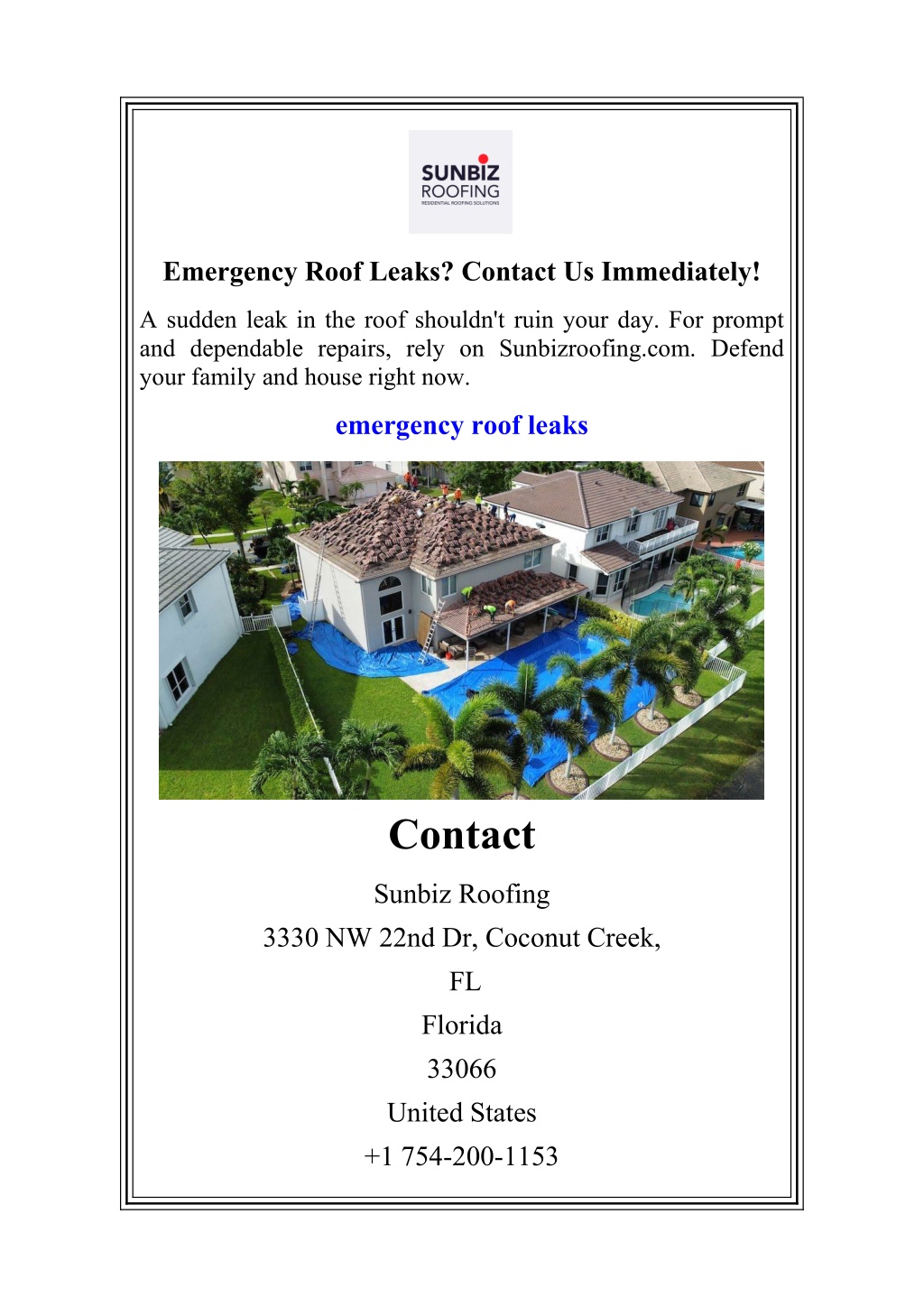 emergency roof leaks contact us immediately l.w