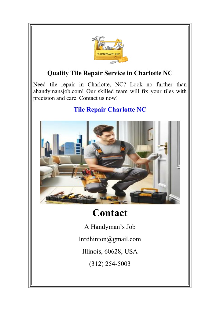 quality tile repair service in charlotte nc n.w