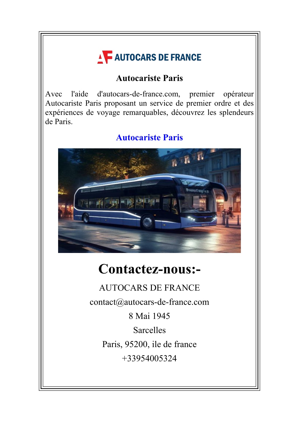 autocariste paris l.w