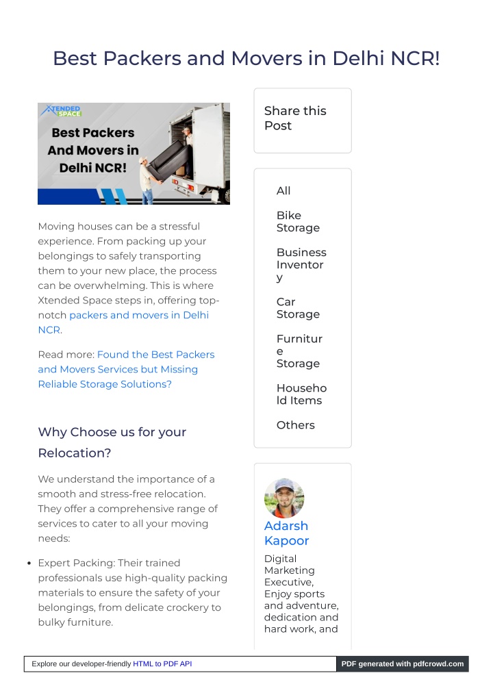 best packers and movers in delhi ncr n.w