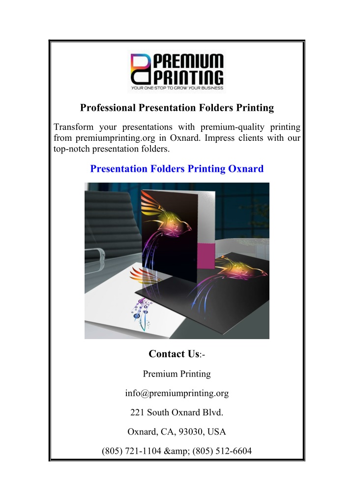 professional presentation folders printing n.w