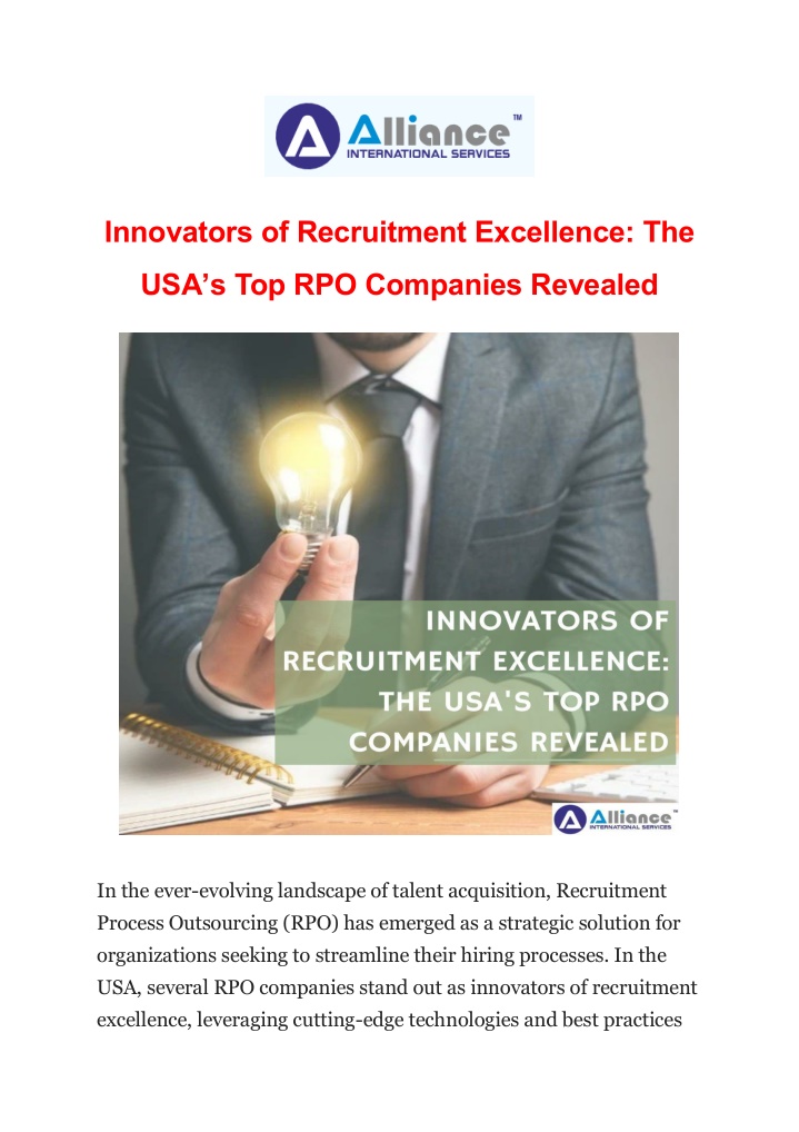 innovators of recruitment excellence the n.w