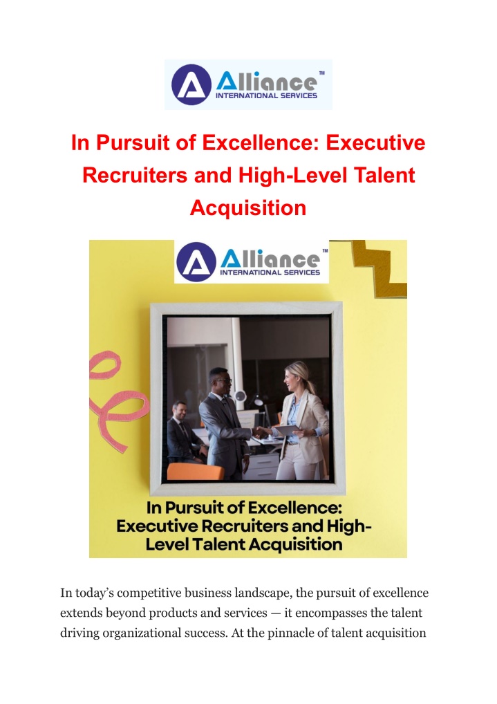 in pursuit of excellence executive recruiters n.w